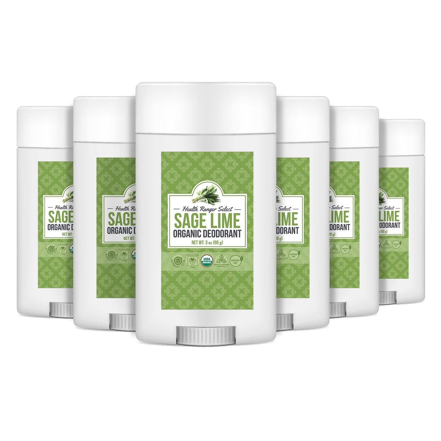 Organic Sage Lime Deodorant 3 oz (90 g) (6-Pack)