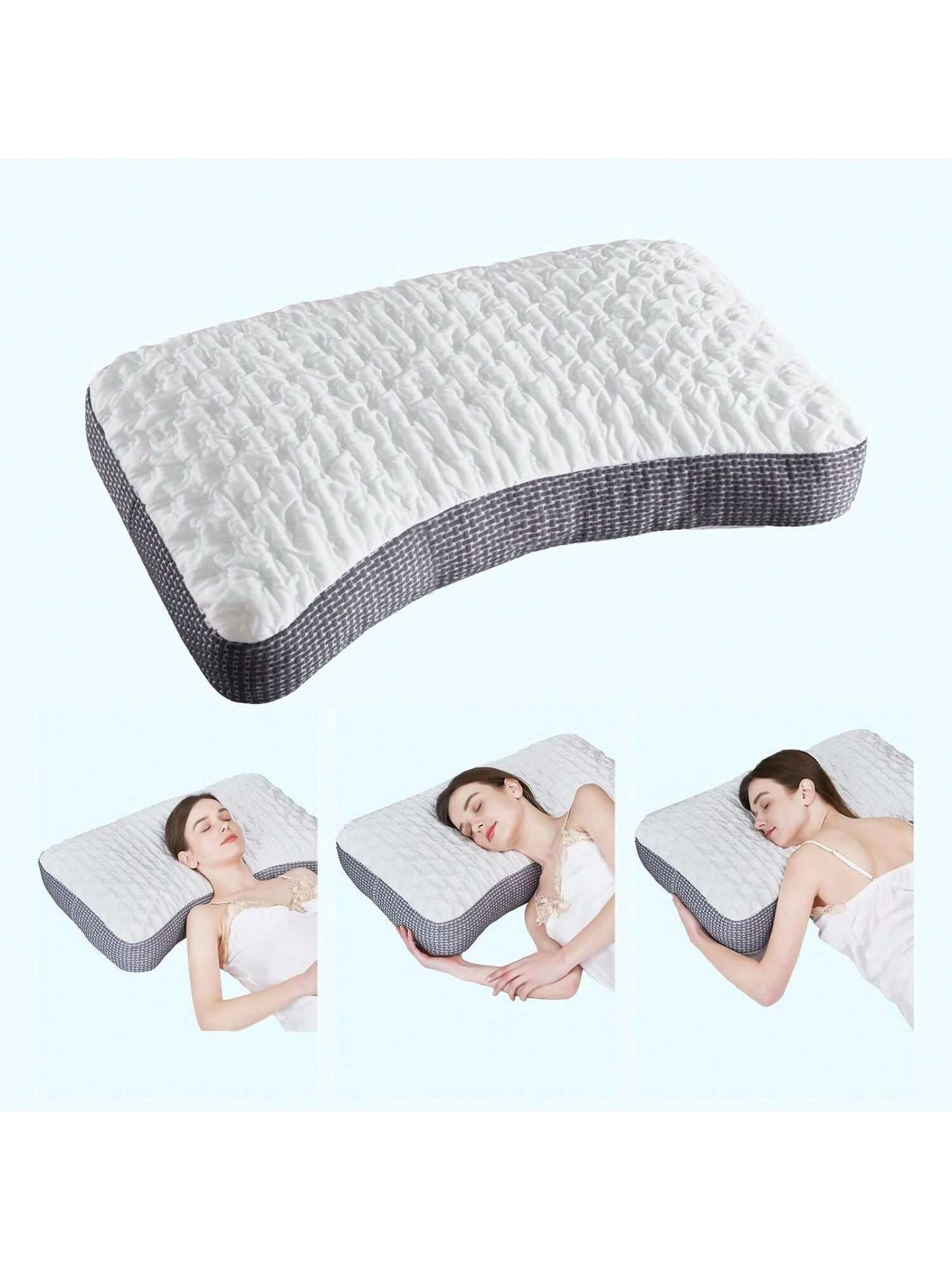 Homehours Stomach Sleeper Pillow for Sleeping, Thin Pillow for Stomach and Back Sleeper with Washable Bamboo Cover,Flat Pillow with Extra Pillow CoverStandard Size