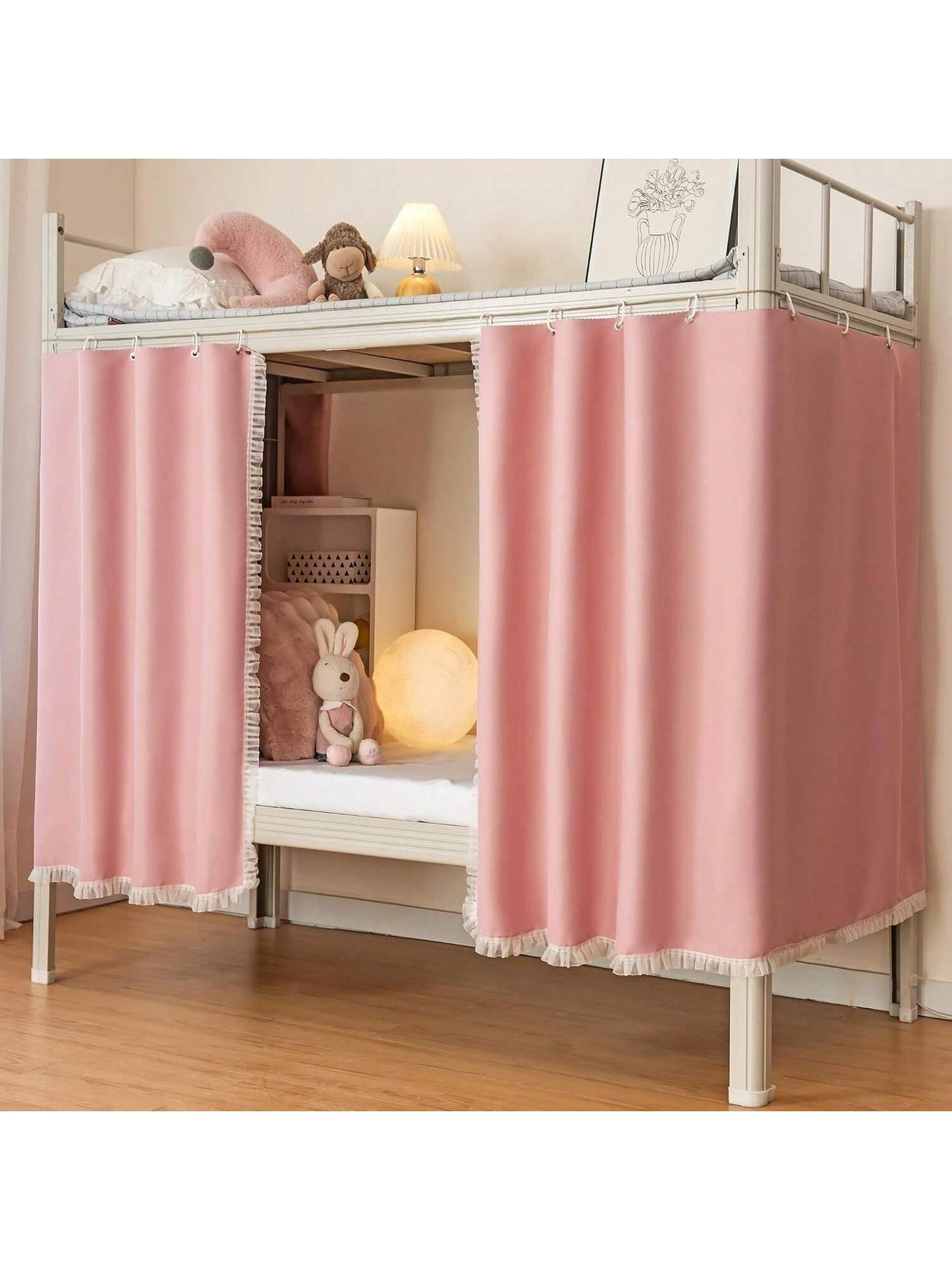 Homehours Blackout Bottom Bunk Bed Curtain with Lace for Girls' Adults Bedroom 2 Panels,