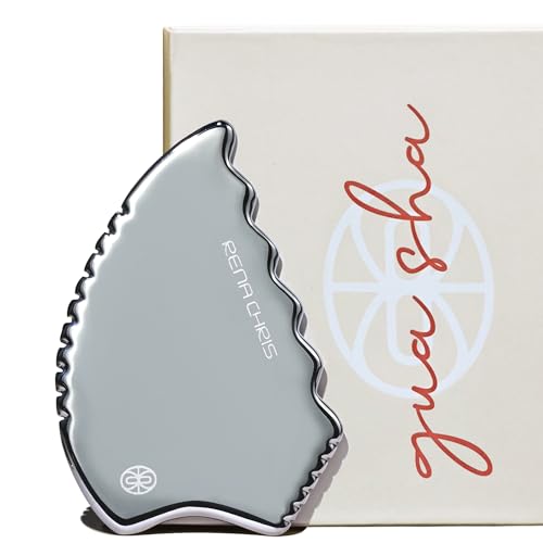 Rena Chris Gua Sha Body Tools, Stainless Steel Guasha Tool, Manual Massage Sticks for Jawline Sculpting and Puffiness Reducing, Gua Sha Scraping Massage Tool, Skin-Care Gift (Pear-Shaped)