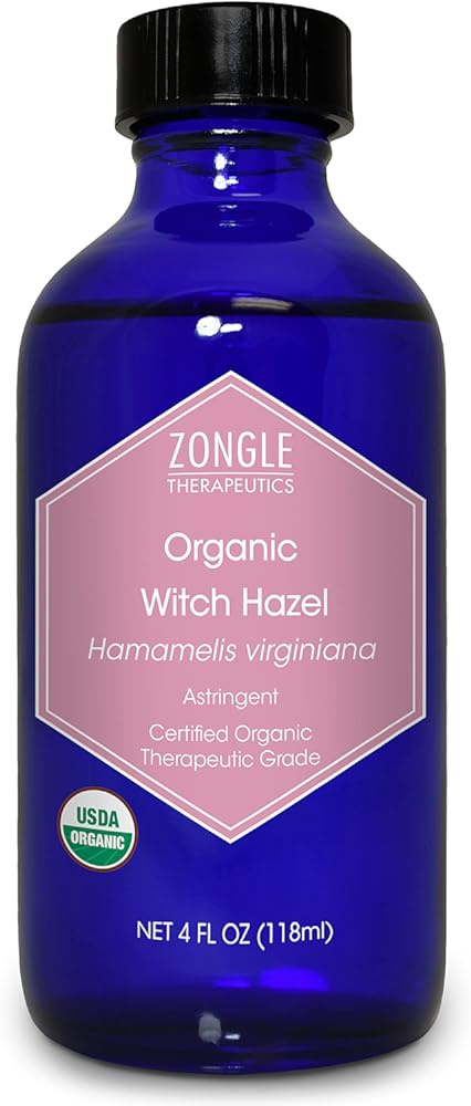Organic Witch Hazel by Zongle, 4 OZ Ð 100% Pure Natural for Face, Acne, Butt, Skin, Scalp, Hair, Body