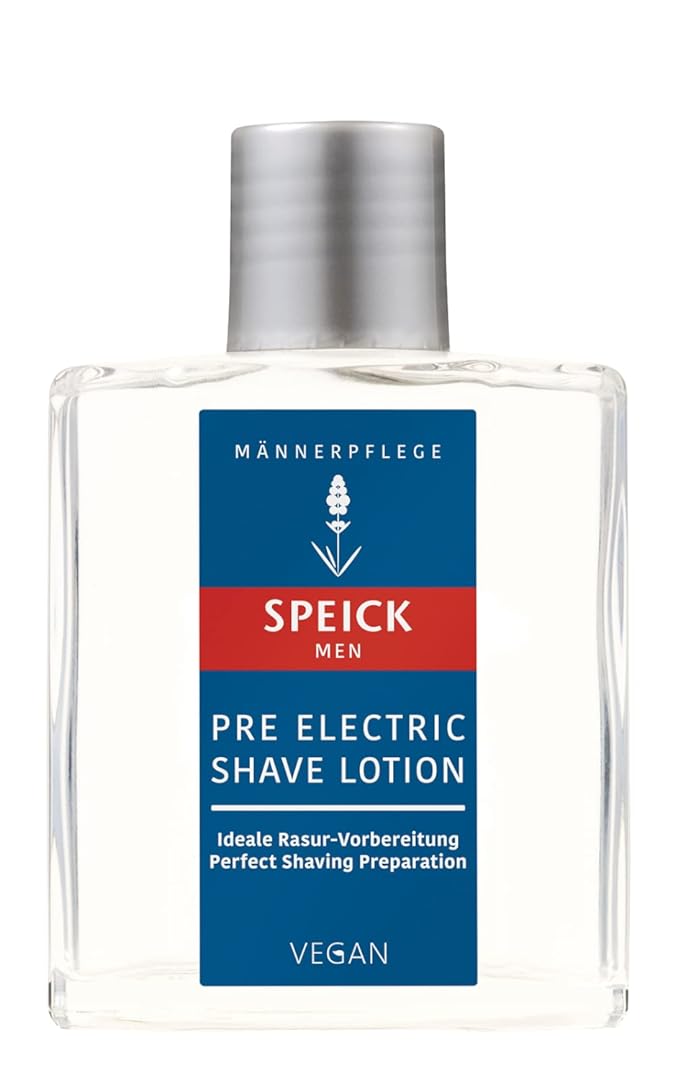 Speick Men Pre Electric Shave Lotion with Relaxing Lavender Oil and a Blend of Essential Oils, Natural Vegan Skin Care, 3.4 Fluid Ounces
