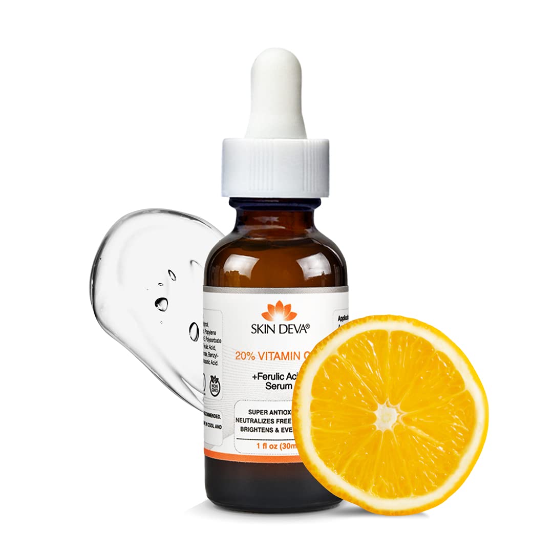 SKIN DEVA 20% Vitamin C Serum for Face with Vitamin E Plus Ferulic Acid Skincare Serum 1 fl oz 30 ML Rejuvenates Skin to Fresh & Neutralizes Free Radicals to Brighten Even Vitamin Serum