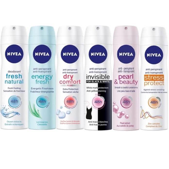 6-Pack: Assorted Nivea Deodorant Antiperspirant Spray For Women 48h 5.07oz