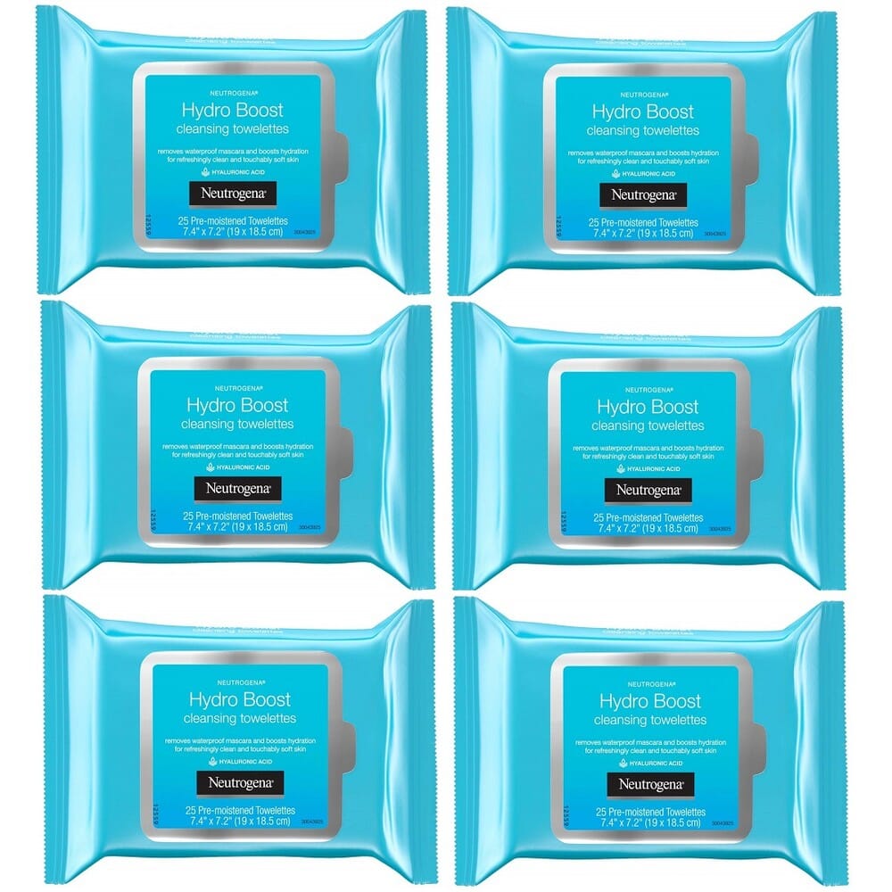 6-Pack: Neutrogena Hydro Boost Cleanser Facial Wipes, 25 Count