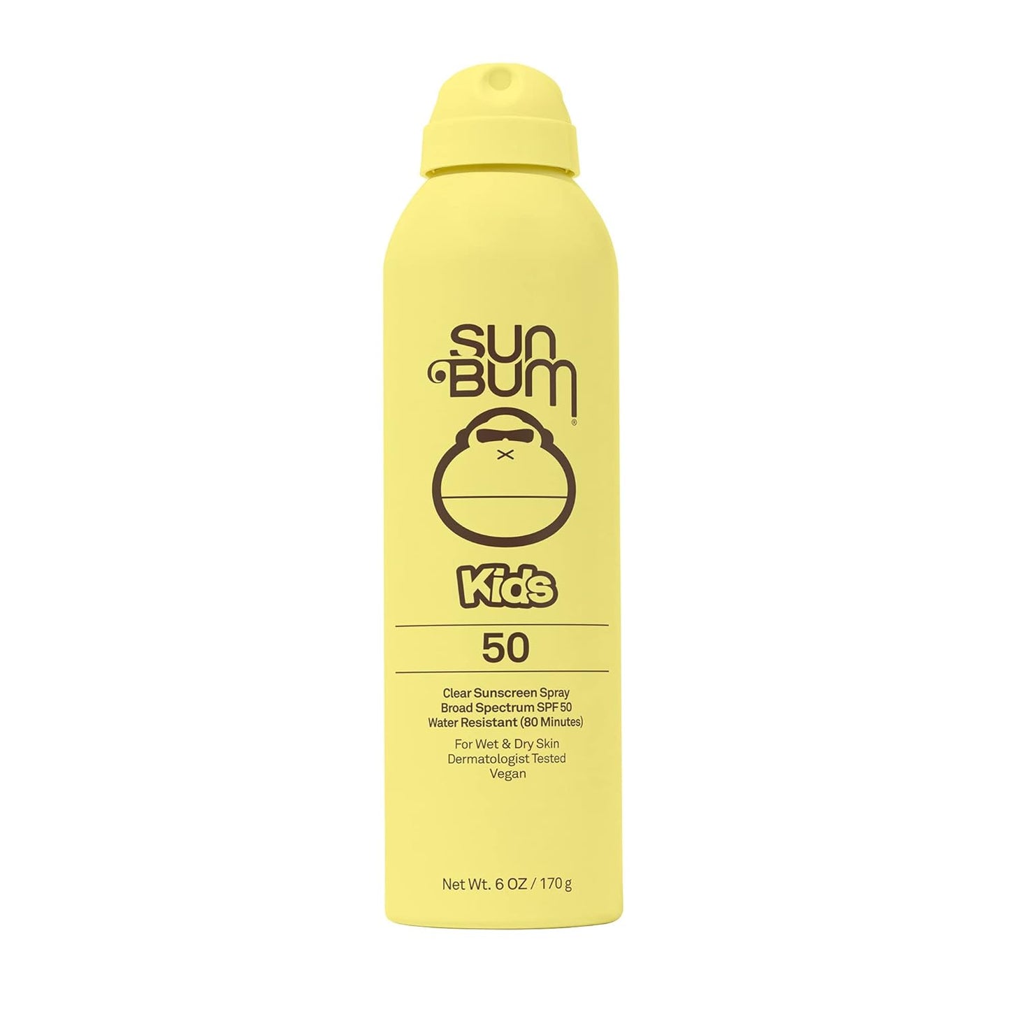 Sun Bum Kids SPF 50 Clear Sunscreen Spray | Wet or Dry Application | Hawaii 104 Reef Act Compliant (Octinoxate & Oxybenzone Free) Broad Spectrum UVA/UVB Sunscreen | 6 oz, banana/ bubble gum