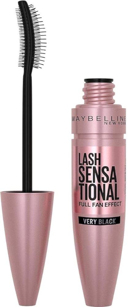 Maybelline Lash Sensational Washable Mascara, Lengthening and Volumizing for a Full Fan Effect, Very Black, 1 Count