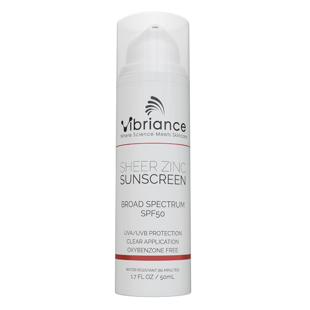 Vibriance Sheer Zinc Moisturizing Sunscreen, Skin Rejuvenation, Clear Sunscreen, Broad Spectrum SPF 50, 1.7 fl oz (50 ml)