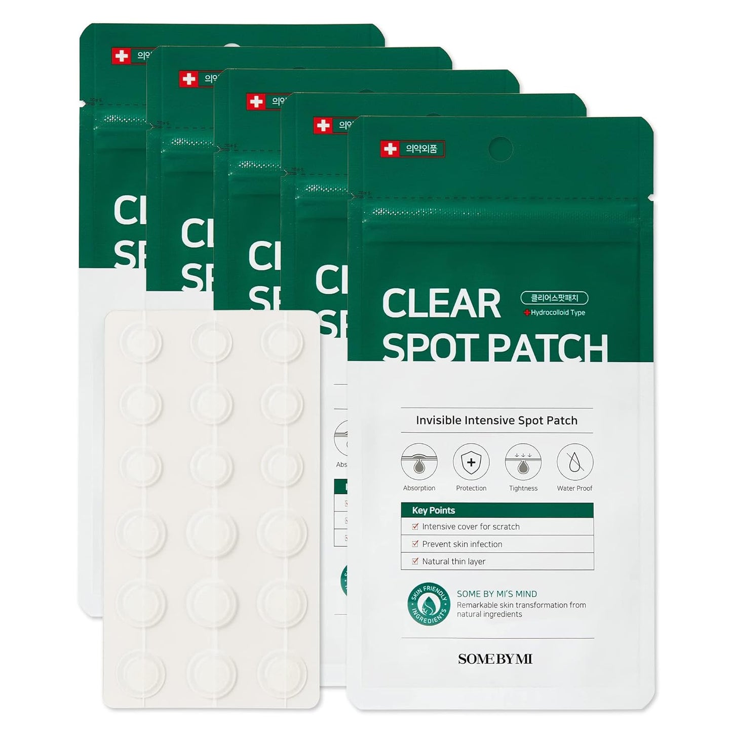 SOME BY MI 30 Days Miracle Clear Spot Patch - Pack of 5, 90 Counts, 2 Size (10mm 45Counts, 12mm 45Counts) - Hydrocolloid Acne, Zit and Pimple Patches - Invisible and No Irritation - Korean Skin Care