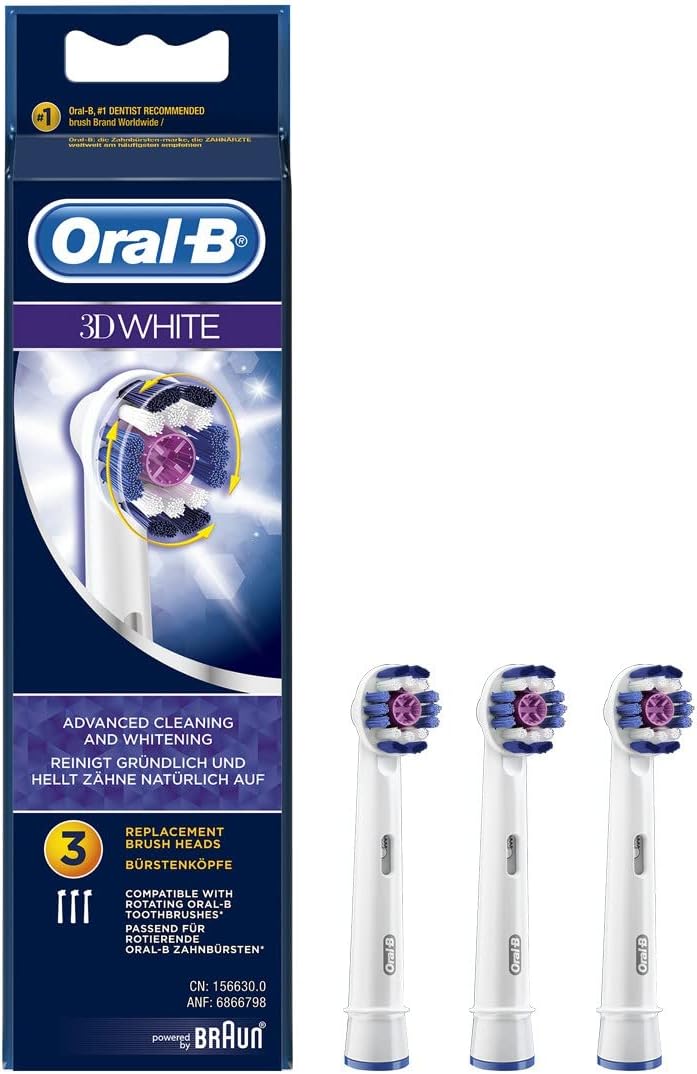 Oral-B Clean Maximiser Electric Toothbrush Heads, 3D White, Whitening Action, Pack of 3, Pack for Letterhole, White