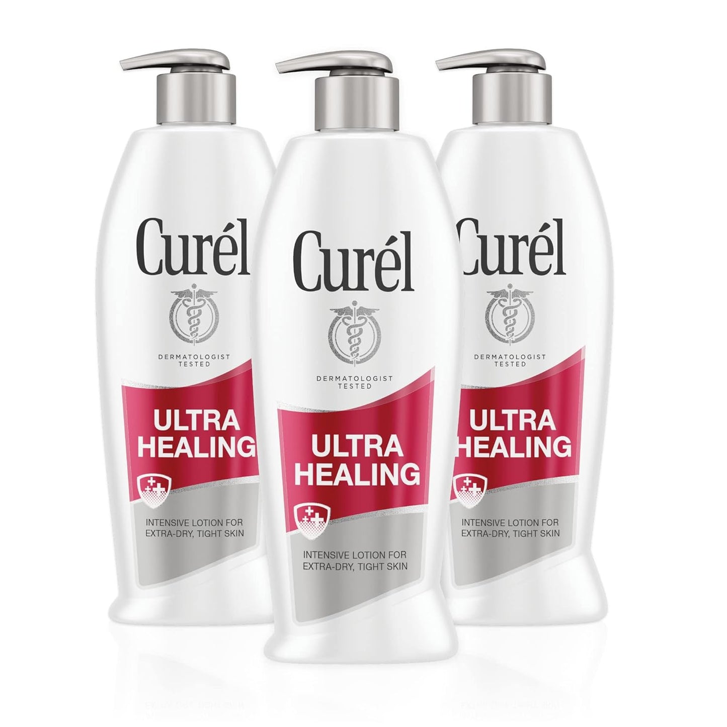 CurŽl Ultra Healing Hand and Body Lotion, Dry Skin Moisturizer with Advanced Ceramide Complex and Extra-strength Hydrating Agents, for Extra-Dry, Tight Skin, 13 Ounce (3 Pack)