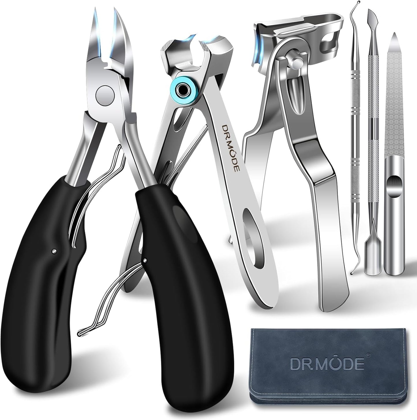 Toenail Clippers for Seniors Thick Toenails - Wide Jaw Opening Large Toe Nail Clippers for Thick Ingrown Nails, Professional Sharp Heavy Duty Nail Clipper Cutter for Mens Seniors with Leather Case