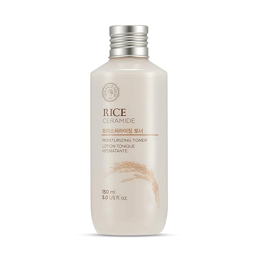 The Face Shop Rice Ceramide Moisturizing Toner | Essential Toner for Deep Hydration with Rice Extracts | Natural Moisturizer for Whitening