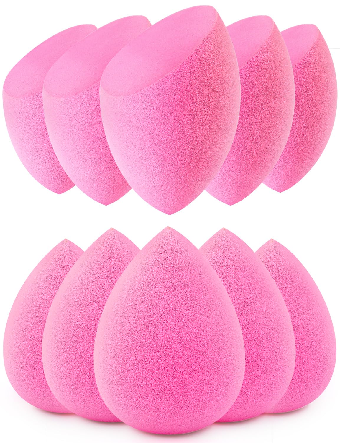 BEAKEY 10pcs Makeup Sponge Set, Super Bouncy, Soft Beauty Sponge for Blending Powder, Cream and Liquid. Cruelty Free, Latex Free, Pink