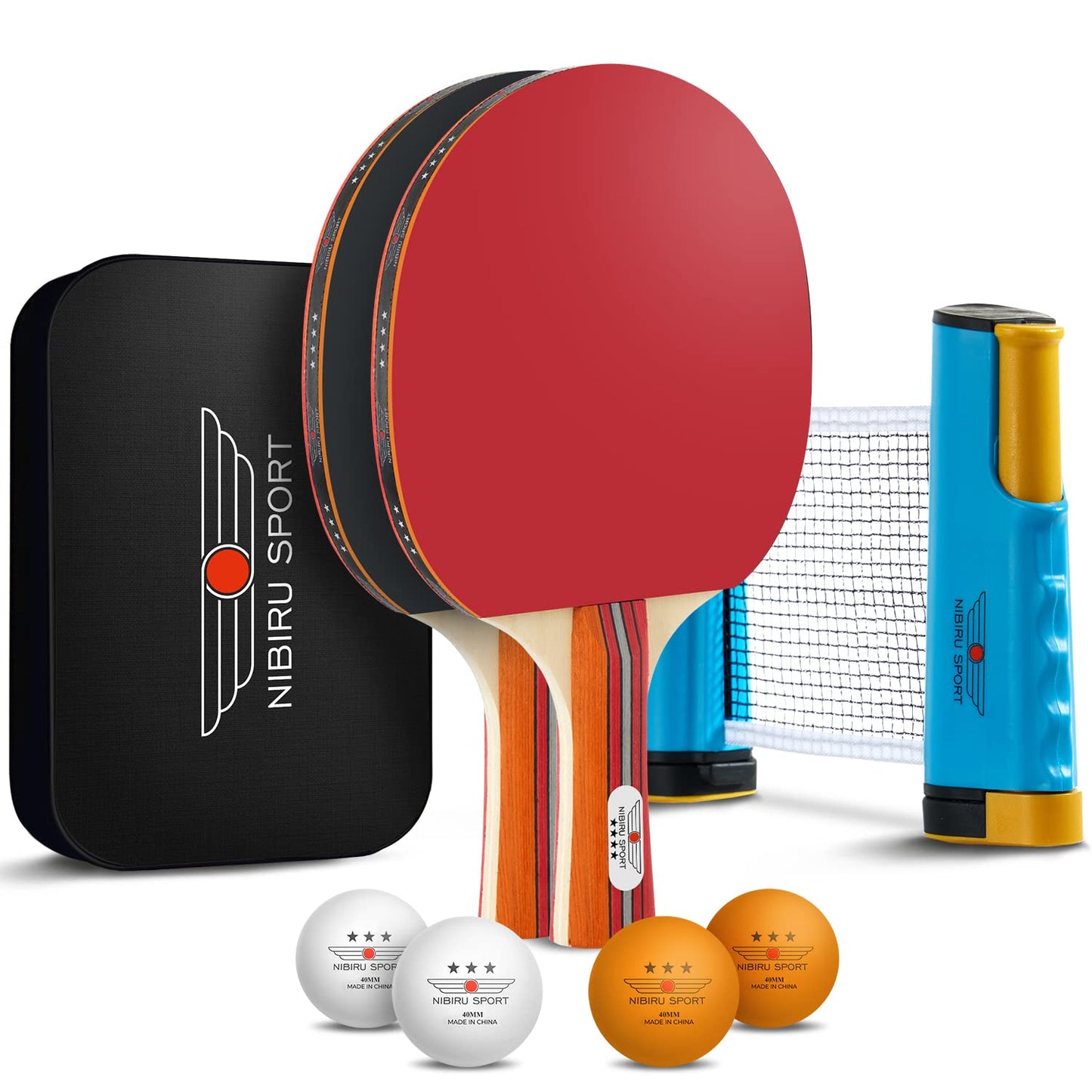 Ping Pong Set - Table Tennis Rackets, Balls & Retractable Net