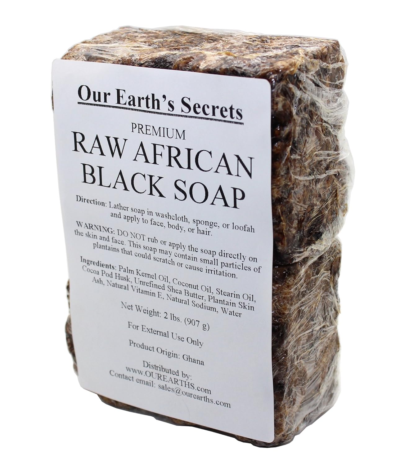 Our Earth's Secrets Natural Raw African Black Soap, 2 lbs.