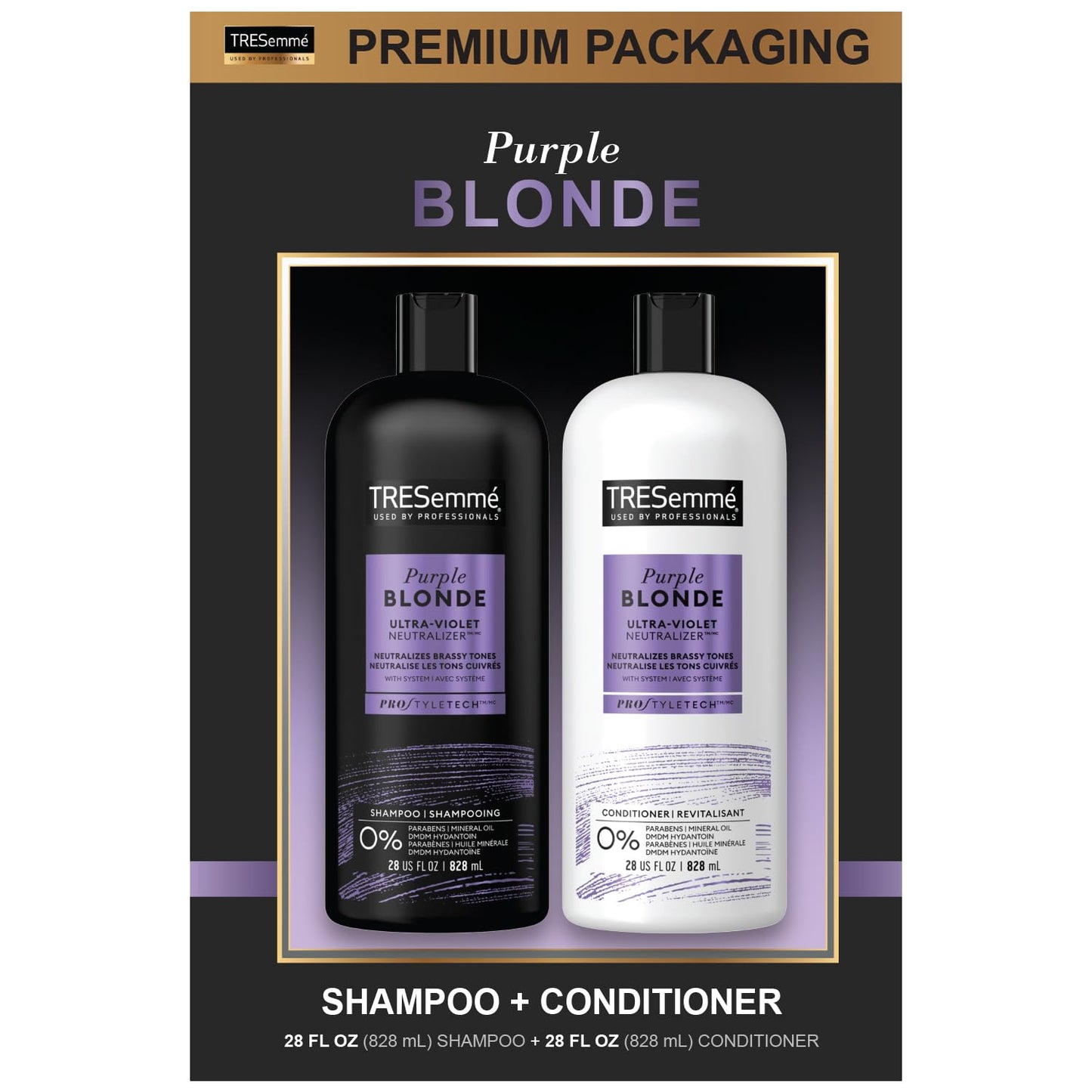 TRESemme Shampoo and Conditioner Set - Purple Shampoo for Blonde Hair, Blonde Shampoo and Conditioner, Blonde & Silver Hair Care, 28 Fl Oz (2 Piece Set)