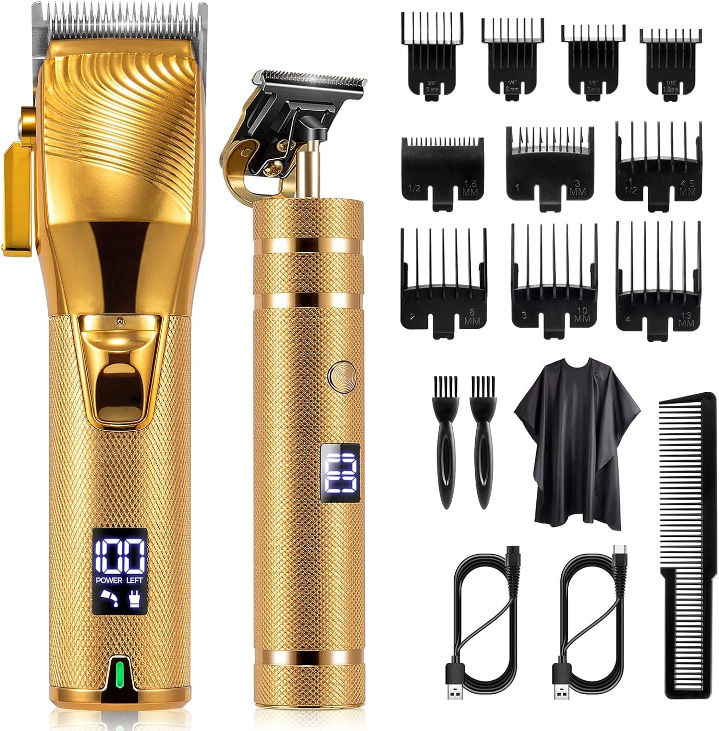 Hair Clippers for Men, Professional Hair Trimmer Set Cordless Barber Clippers Beard Trimmer Hair Cutting Kit Rechargeable T Outliner Shaver Zero Gapped Haircut Grooming Kit Gifts for Men