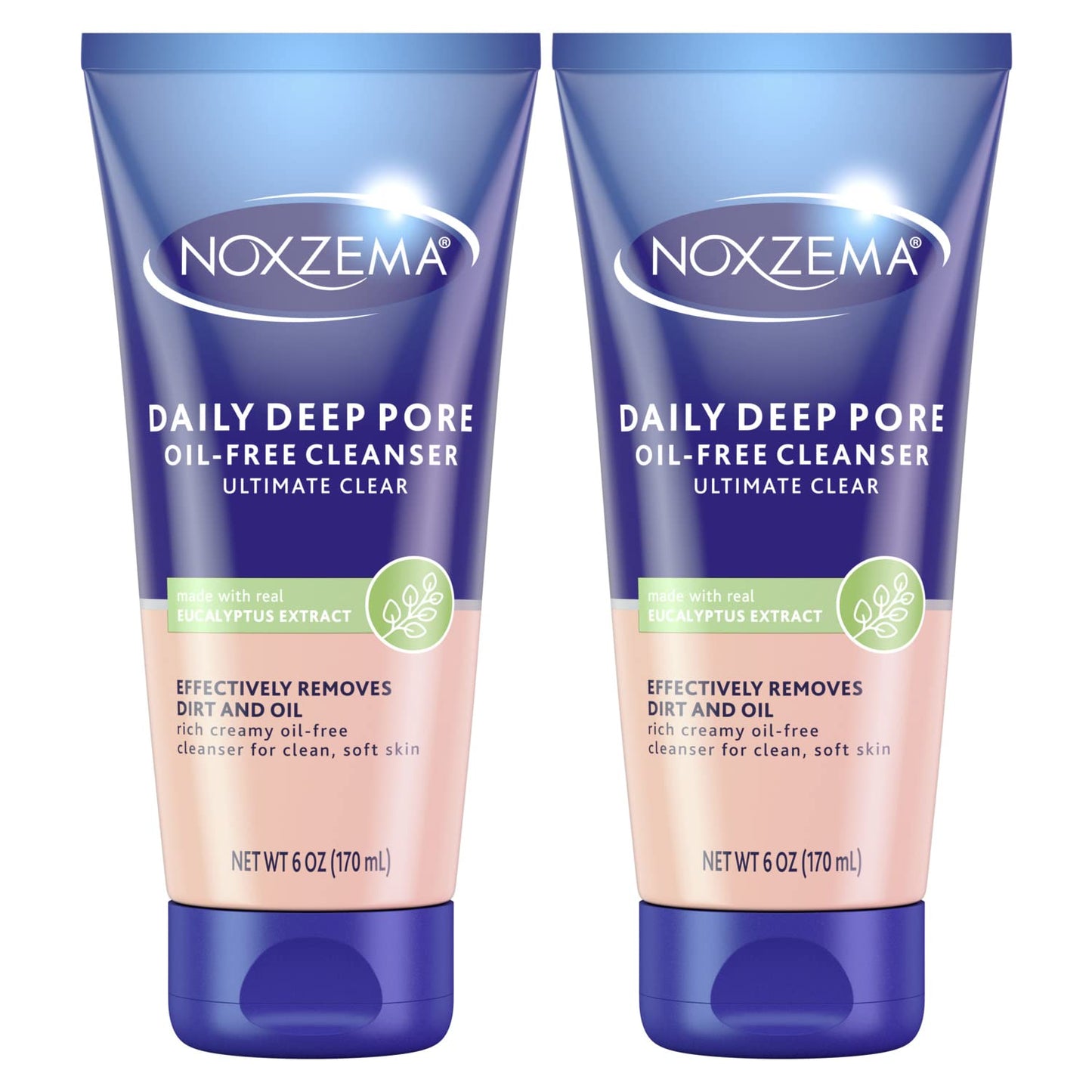 Noxzema Ultimate Clear Daily Deep Pore Oil-Free Cleanser for Soft, Smooth Skin - Noxzema Daily Face Wash for Women and Men, Noxzema Facial Cleanser for Acne Prone Skin, 6 Oz Ea (Pack of 2)
