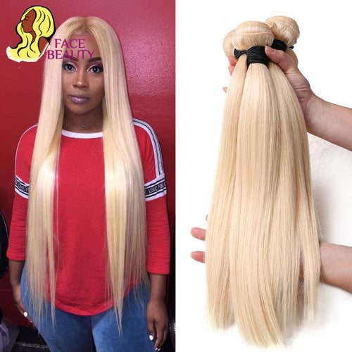 Facebeauty 613 Blonde 1/3/4 Brazilian Hair Bundle Straight Weave Remy