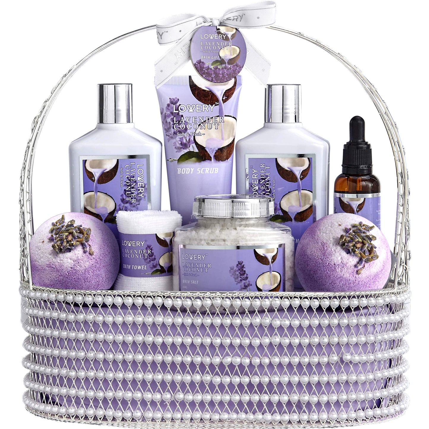 Lavender and Coconut Bath Gift Set - 10Pc Spa Kit