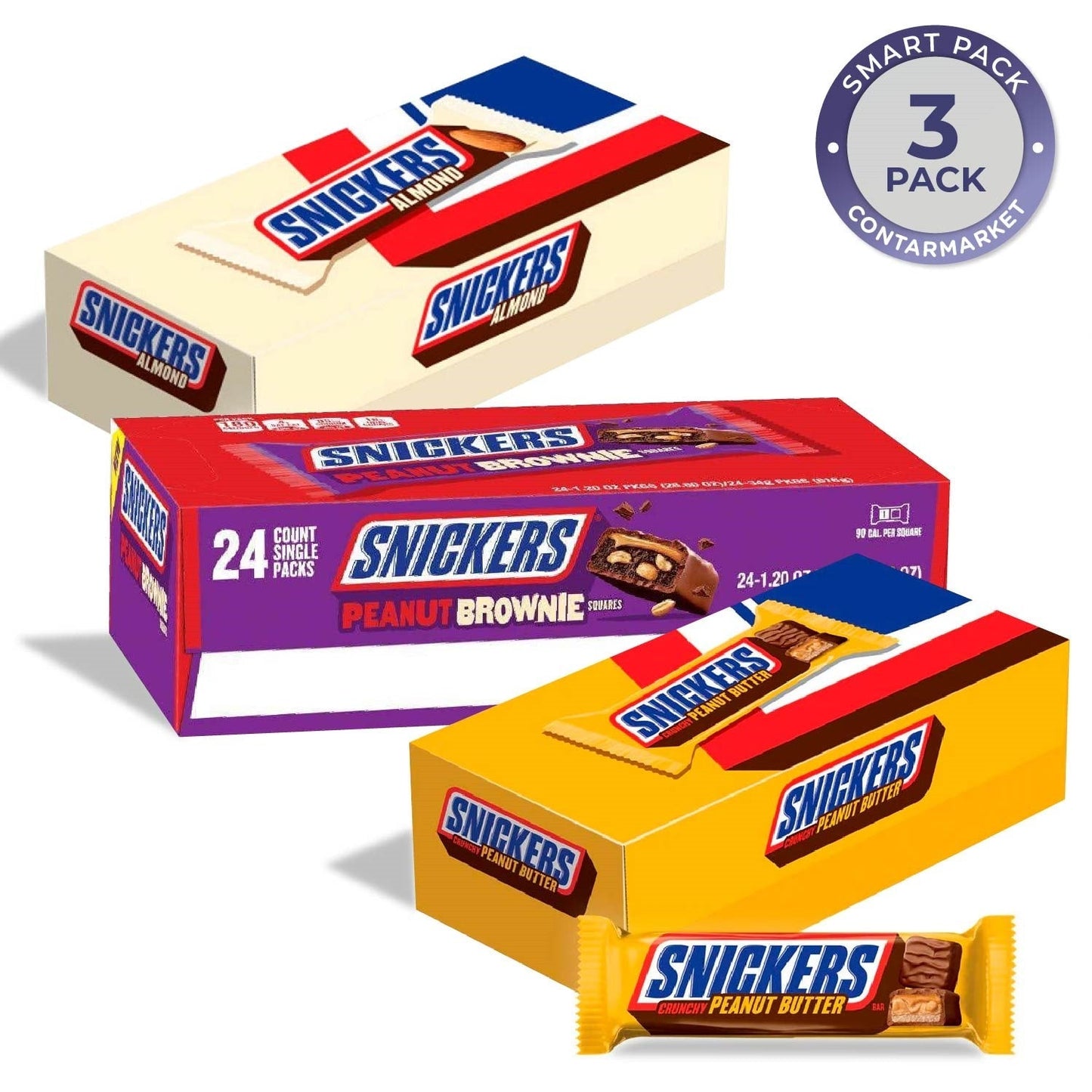Snickers Peanut Butter, Brownie, Almond Chocolate Candy Bars - 66 Ct