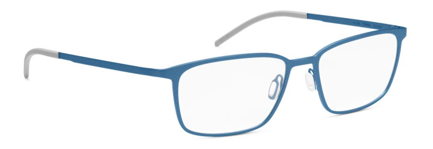 orgreen IO mens rectangular titanium handmade in japan danish design scandinavian classic front 1238 matte metallic blue