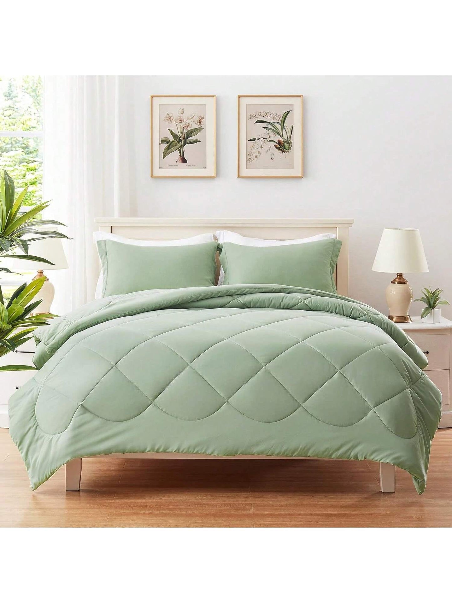 Western Home Comforter Set -Lightweight Down Alternative Bed Comforter with 1 Pillow sham, Quilted Microfiber Size Bedding Comforter Sets All Season Sage Green, 68x88 inches, 2 Pieces