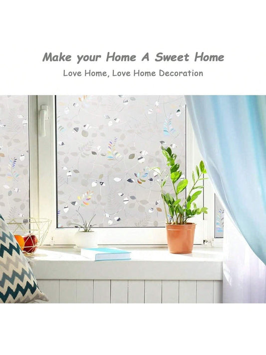 Homehours Window Film Privacy,3D Leaf Window Film35.4 * 157.4in & 3D Window Film35.4 * 78.7in