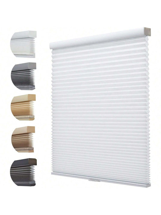 Homehours Cellular Shades Light Filtering Honeycomb Shades for Windows Cordless Pleated Window Shades 1.5" Single Cell, Sun White, 47" W x 48" H