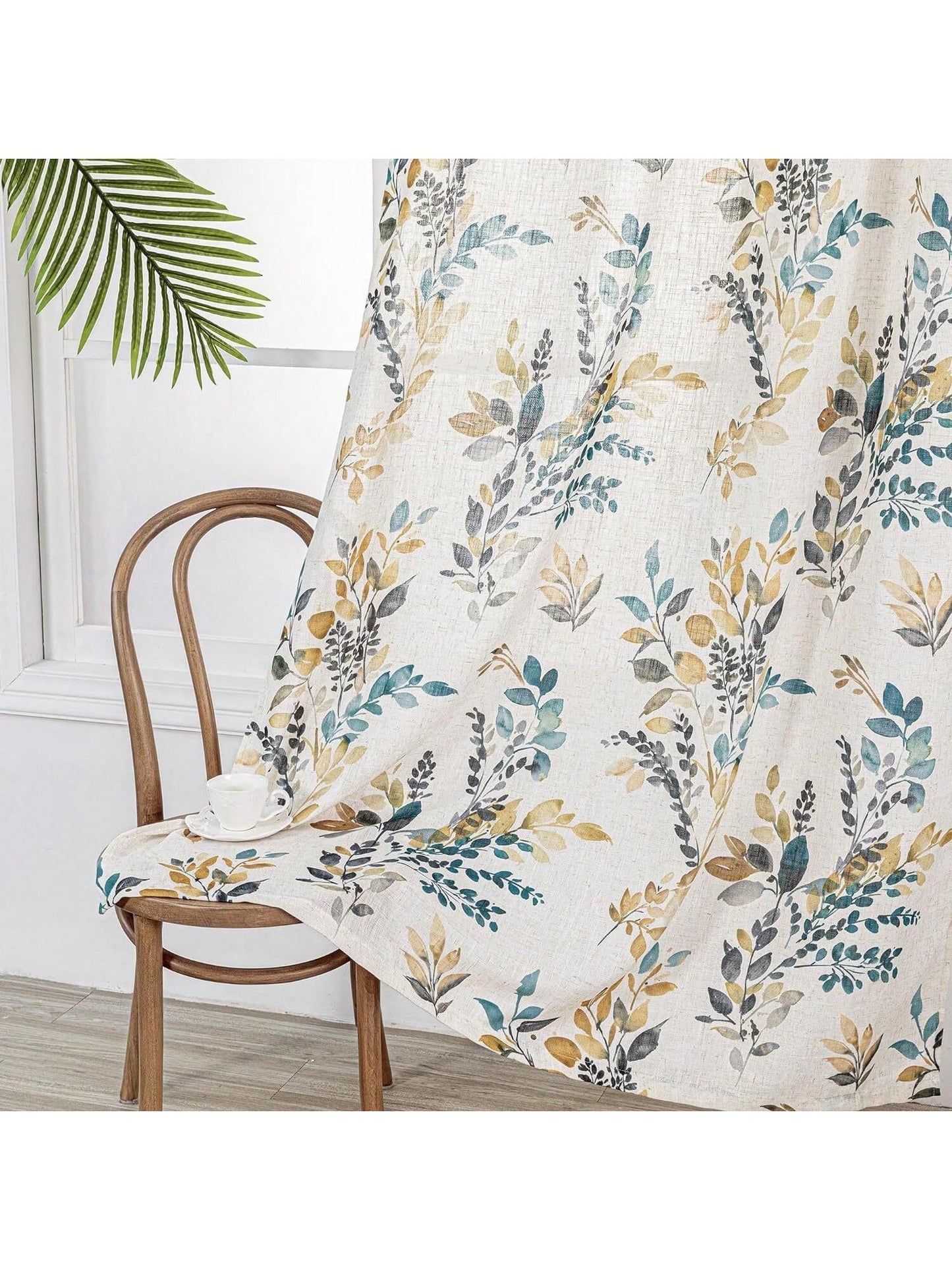 Homehours Floral Curtains 84 inches Long