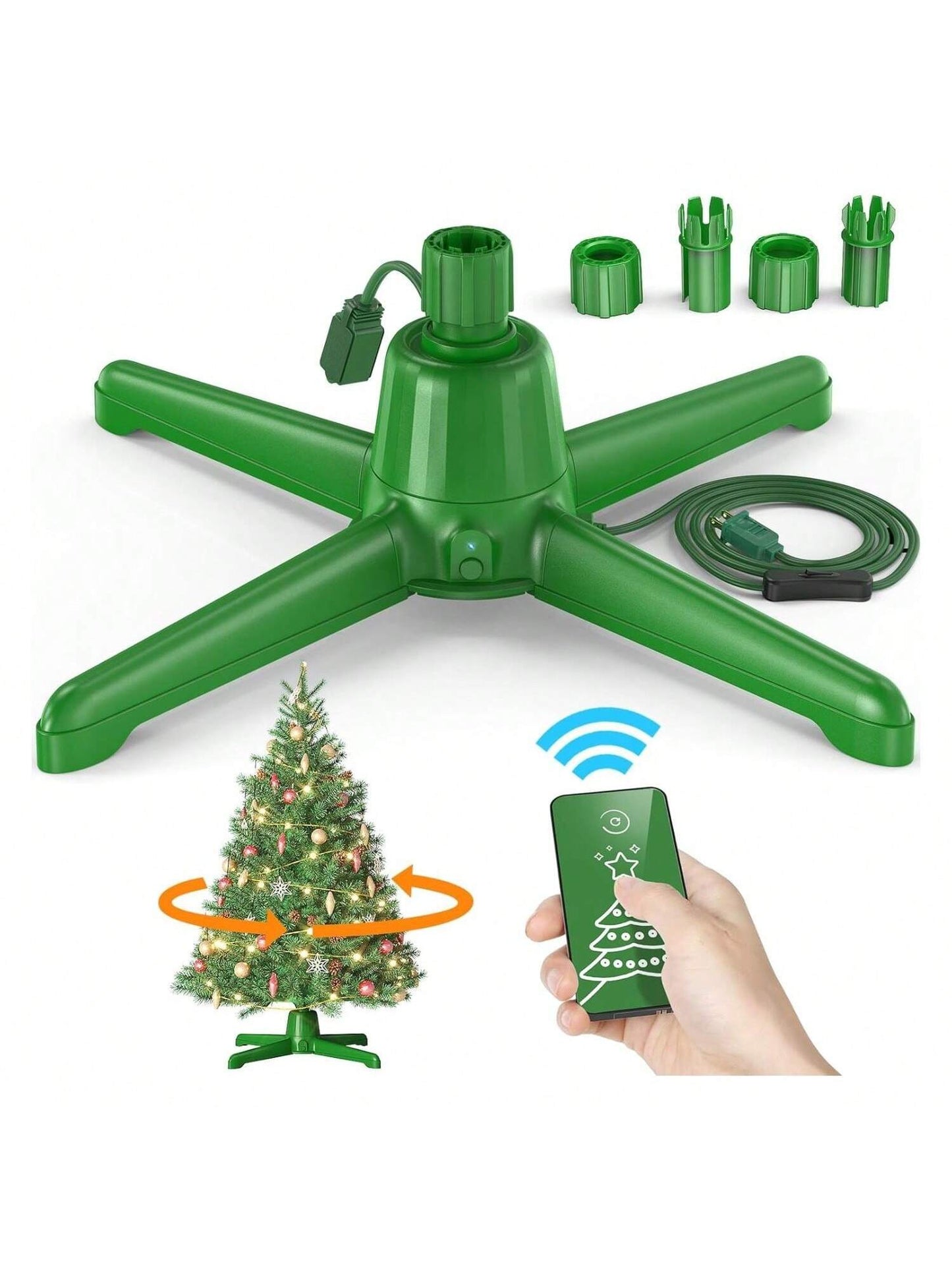 Homehours Rotating Christmas Tree Stand with Control, Stable 360 Revolving Tree Base Stand, Up to 9ft and 120 lb. Adjustable Christmas Tree Holder for Xmas Tree, Artificial Tree