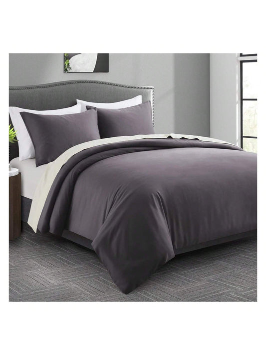Homehours Queen/Full Size Bamboo Duvet Cover Set 1 Duvet Cover,2 Pillow Shams,Luxuriously Soft Cooling Breathable Skin Friendly Smooth 3 Piece Set with 4 Corner Ties Dark Grey,90"90"