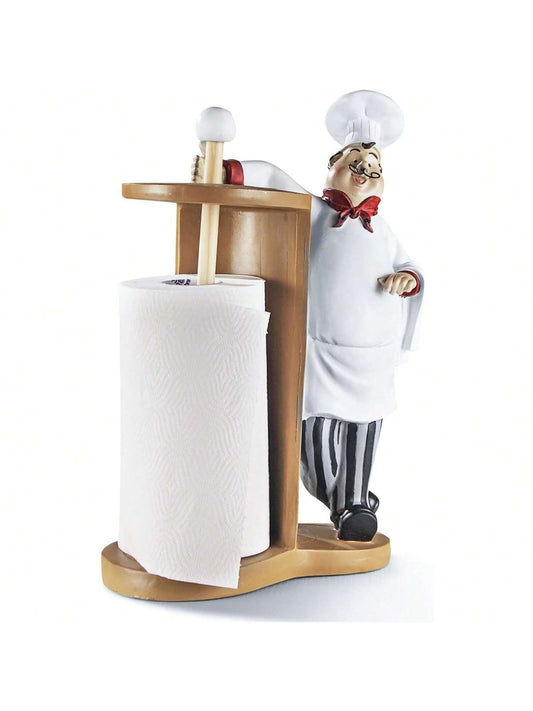 Homehours Chef Style Paper Towel Holder, Cute Kitchen Paper Towel Holder Countertop, Resin Chef Napkin Holder Crafts, Roll Paper Stand for Home Restaurant, Chef Kitchen Dr and Accessories