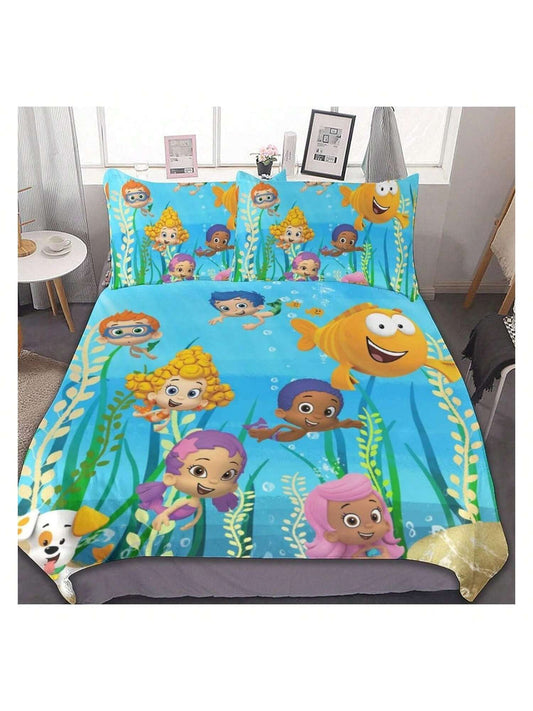 Homehours Cartoon Anime Bedding Set Kids Duvet Cover Cute Girls Bedding Set 3 Piece Bed Set Comforter Size Boys Girls - 1 Duvet Cover and 2 Pillowcases