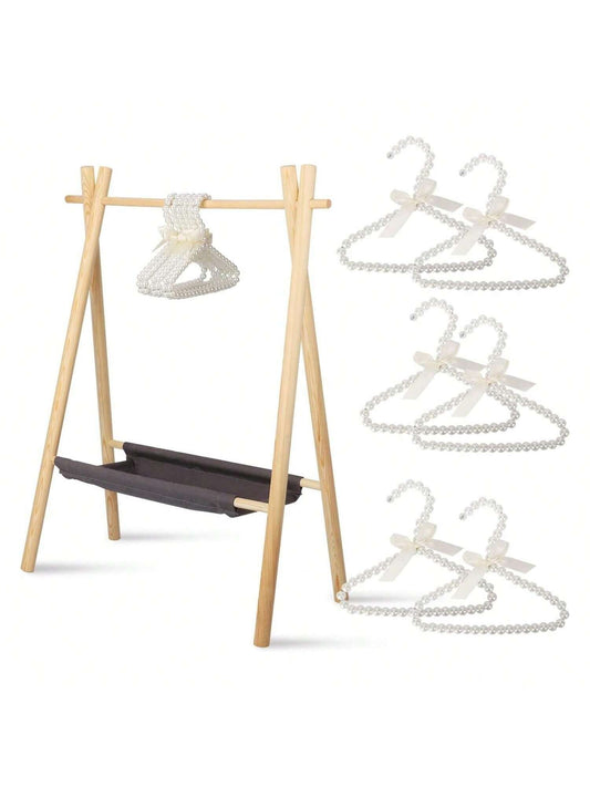 Homehours Dress Up Storage, Small Clothes Rack, Baby Clothes Rack, Baby Clothing Rack, Kids Clothing Rack Storage Shelf, Pet Clothes Rack, Garment Rack with 6Pcs Pearl Hangers for Baby Pets s