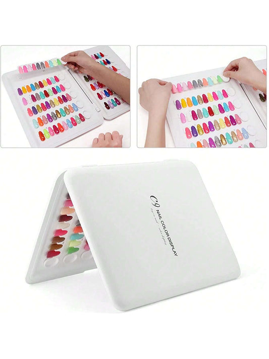 Professional 120 Colors Nail Polish Chart, White Nail Polish Display Book, Nail Art Salon Design Display Handbook, Nail Color Sample Kit For Practice