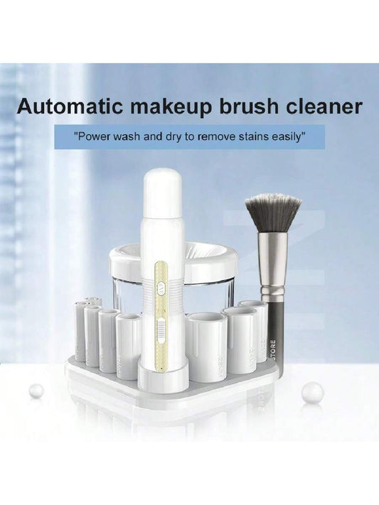 New Electric Makeup Brush Cleaning Tool, Multifunctional Automatic And Fast Cleaner, White Rechargeable Model