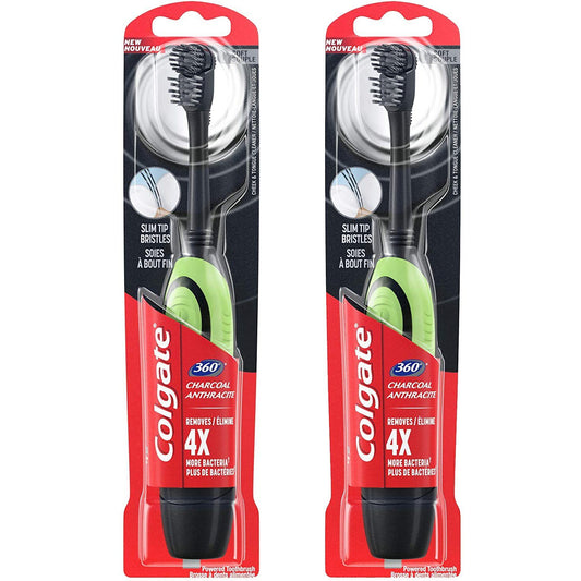 2-Pack: Colgate 360 Battery Powered Charcoal Toothbrush