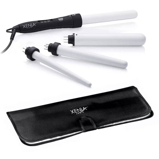 4-in-1 Interchangeable Ceramic Curling Wand Set with Protective Heat Station Mat