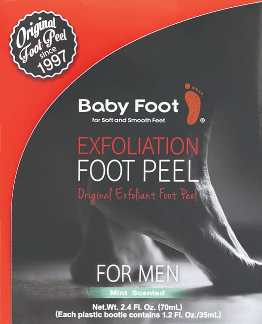 Baby Foot - Original Foot Peel Exfoliator For Men - Foot Peel Mask - Repair Rough Dry Cracked Feet and remove Dead Skin, Repair Heels and enjoy Baby Soft Smooth Feet 2.7 Fl. Oz. Mint Scented Pair