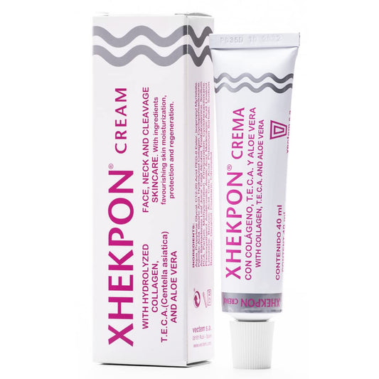 Xhekpon Cream for Face, Neck and Cleavage Skincare - Cream with Hydrolized Collagen and Aloe Vera/Anti-aing cream 40ML - Favours skin moisturization, protection and regeneration.