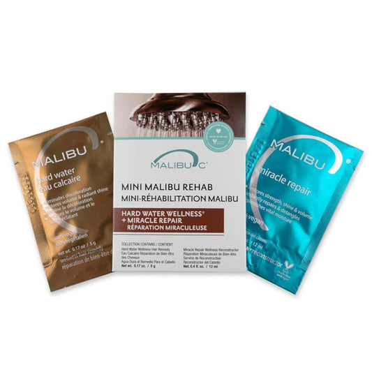 Malibu C Mini Malibu Rehab Hard Water Wellness - Contains 2 Hair Remedy Packets - Removes Hard Water Deposits & Impurities from Hair - Strand Nourishing Hair Care