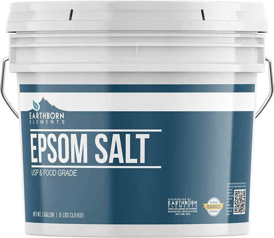 Epsom Salt (1 Gallon) by Earthborn Elements, Resealable Bucket, Magnesium Sulfate Soaking Solution, All-Natural