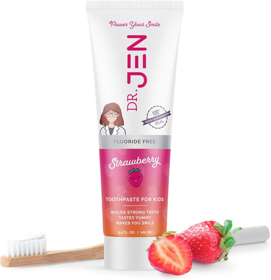 Dr Jen Nano Hydroxyapatite, Fluoride Free, ChildrenÕs Remineralizing Toothpaste, Safe-to-Swallow, Kid Friendly, Dentist Recommended, Eliminate Mouth Bacteria (3.4 oz, Pack of 1)