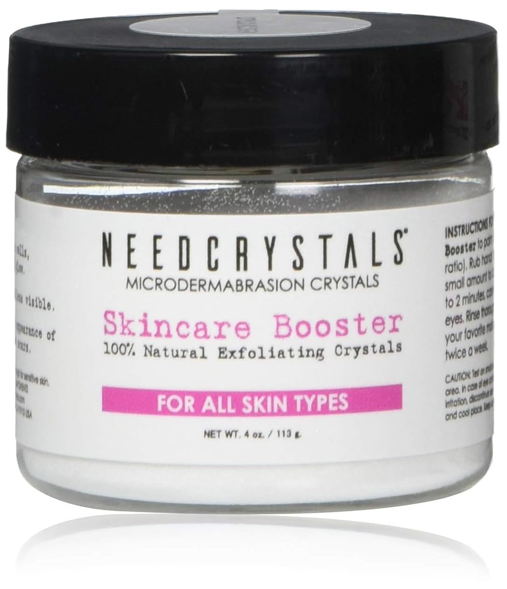 NeedCrystals Microdermabrasion Crystals 4 oz. / 113 gr. DIY Facial Scrub. Natural Face Exfoliator for Dull or Dry Skin Improves Scars, Blackheads, Pore Size, Wrinkles, Blemishes & Skin Texture