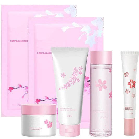 6Pcs Amino Acid Skin Care Products Set, Sakura Skin Care Sets, Nicotinamide Skin Care Gift Set for Women Girls, Skincare Routine Set, Face Care Kit with Cleanser, Mask, Toner, Eye Cream, Moisturizer