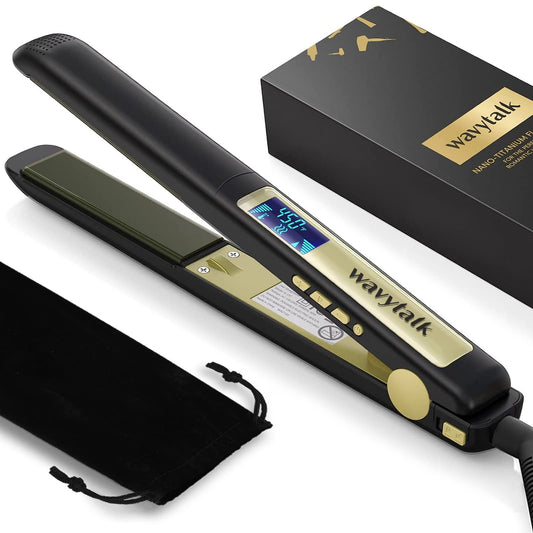 Wavytalk Hair Straightener, 100% Pure Titanium Flat Iron Hair Straightener Dual Voltage Creates Silky Hair Instantly, 1 Inch Flat Iron 170?H-450?H