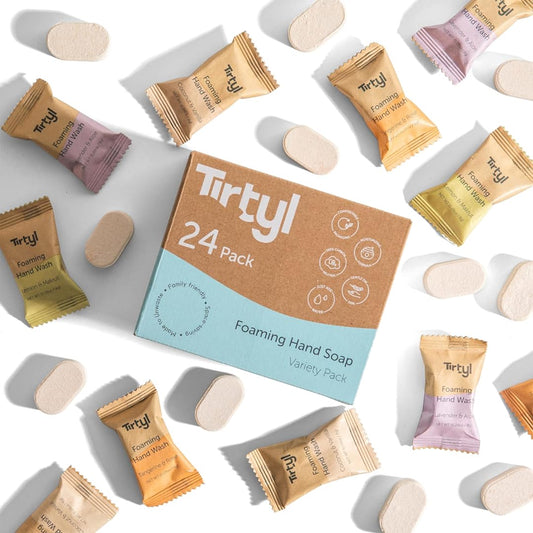 Tirtyl Foaming Hand Soap Tablet Refills - 24 Pack - 192 fl oz total (24x 8 fl oz) - NEW Formula - Compostable Packaging - Bulk Variety Fragrance Pack