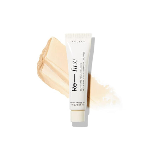 HALEYS Re-fine Soft Matte Poreless Primer (0.25 oz), Lightweight, Extends Makeup Longwear, Grips, Smooths, Blurs, Fills in Pores and fine lines, for All Skin Types + Tones, Cruelty + Fragrance-Free